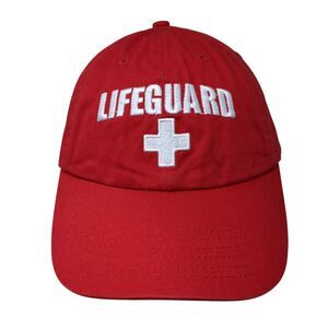 Lifeguard Slideback Hat Red One Size Adjustable Embroidered Vented Holes